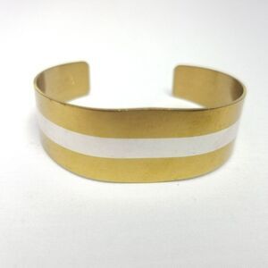 Vintage Lillian Vernon Sterling Silver Inlay 1976 Cuff Bangle Bracelet, Estate